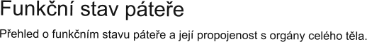 Funkční stav páteře Přehled o funkčním stavu páteře a její propojenost s orgány celého těla.
